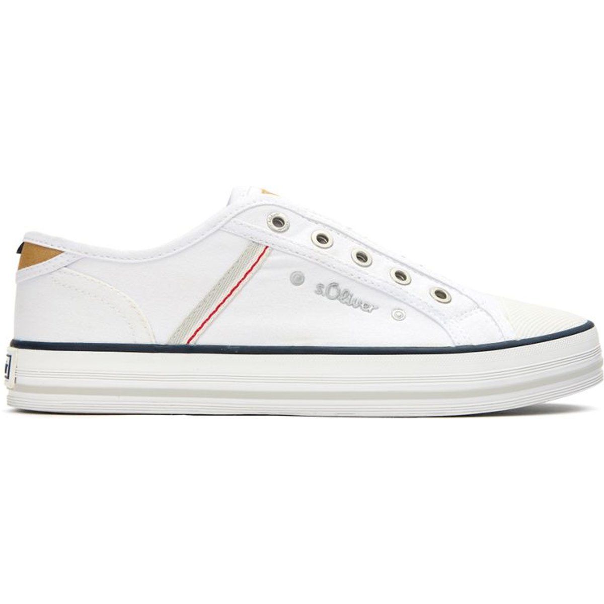 Weiße Canvas Schlupf-Sneakers