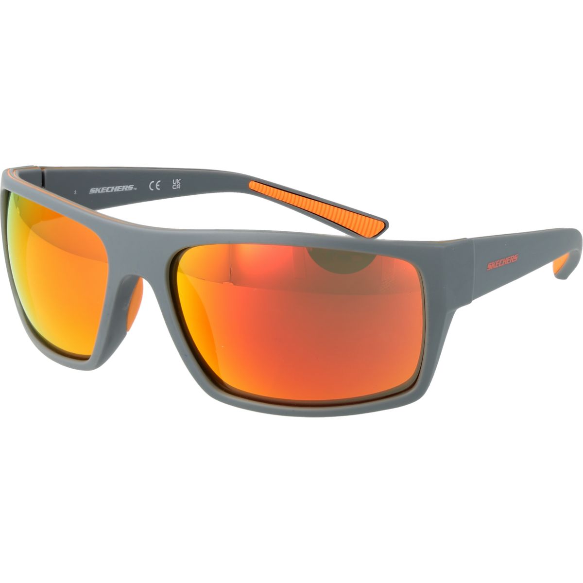 Rechteckige Sonnenbrille mit Vollrand und orangen Gläsern