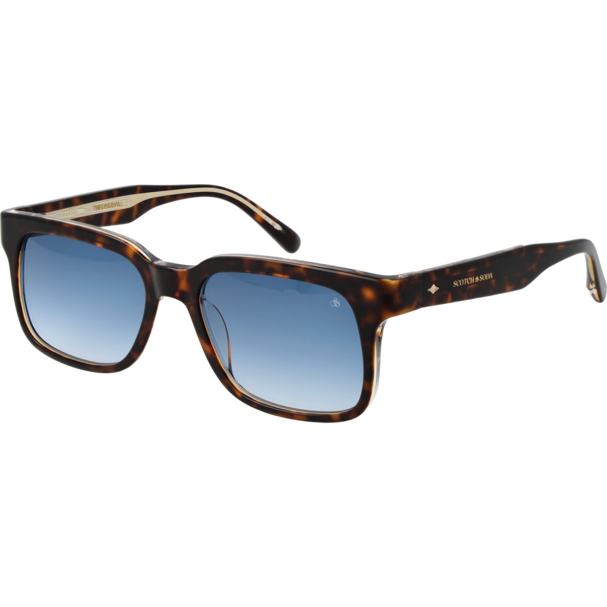 Quadratische Schildpatt-Sonnenbrille mit blauem Farbverlauf