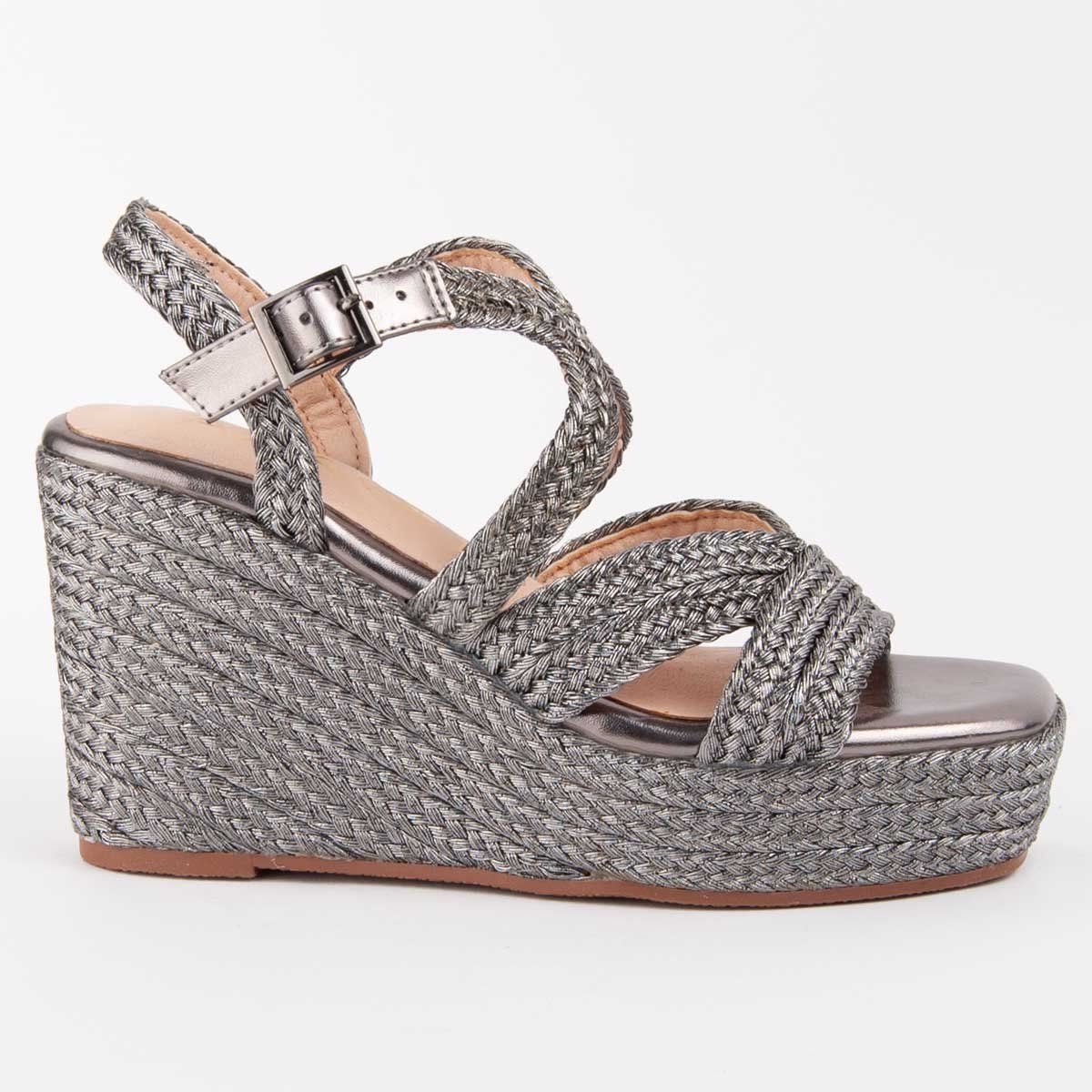 Gewebte Espadrille Keilplateausandalen