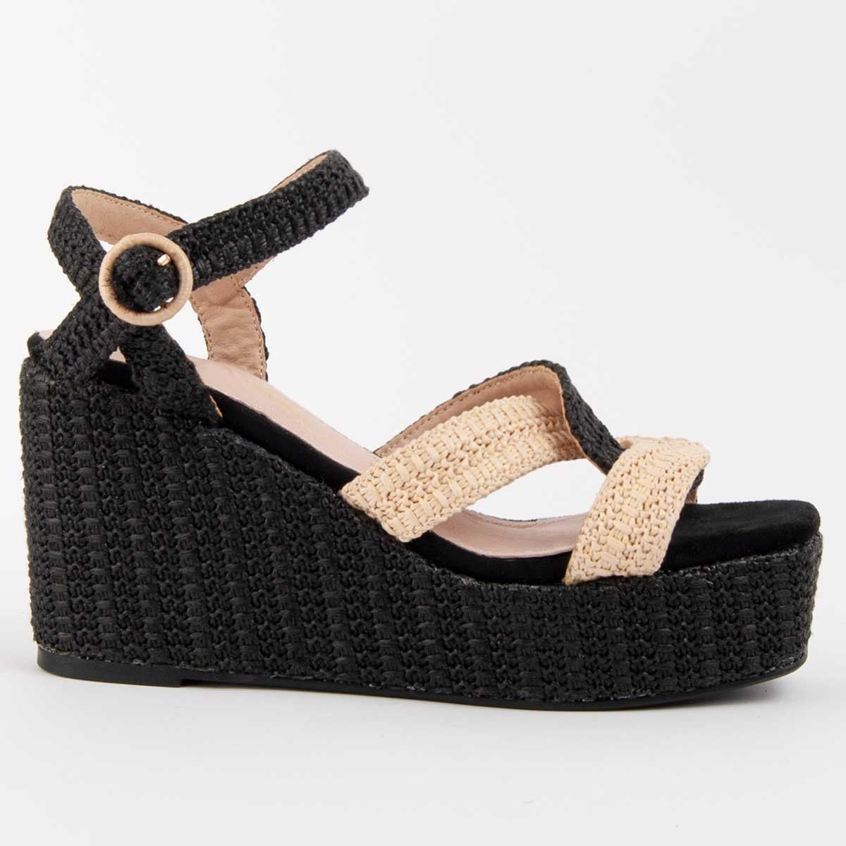 Gewebte Espadrille-Sandalen mit Keilabsatz