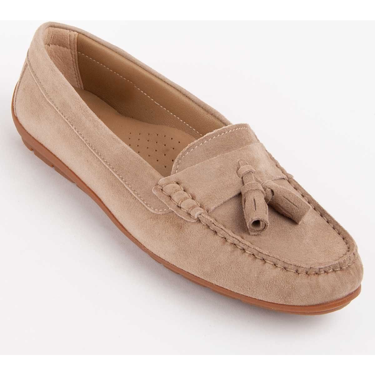 Damen Wildleder Quasten Slipper Mokassin