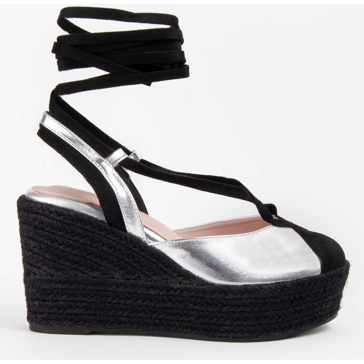 Espadrille mit Keilabsatz und Plateau und Knöchelriemen
