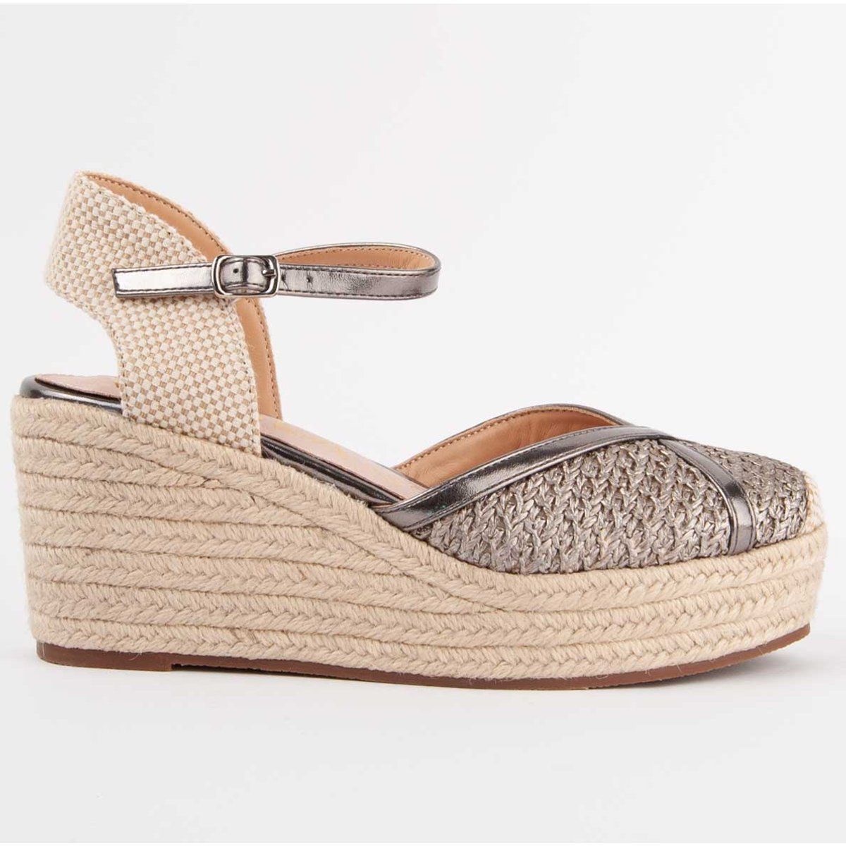 Gewebte Keil Espadrille Plateausandale