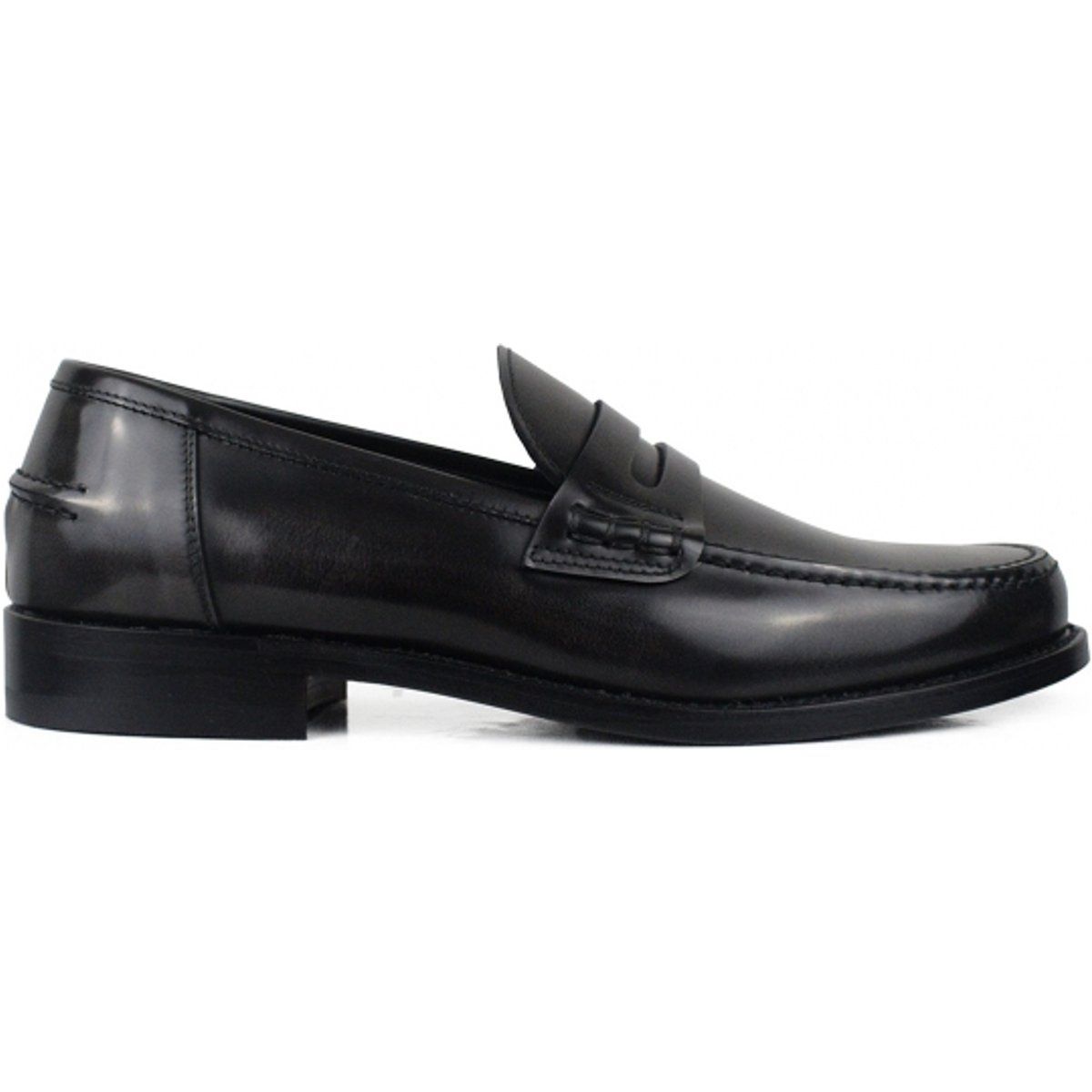 Schwarzer Leder Penny Loafer Halbschuh