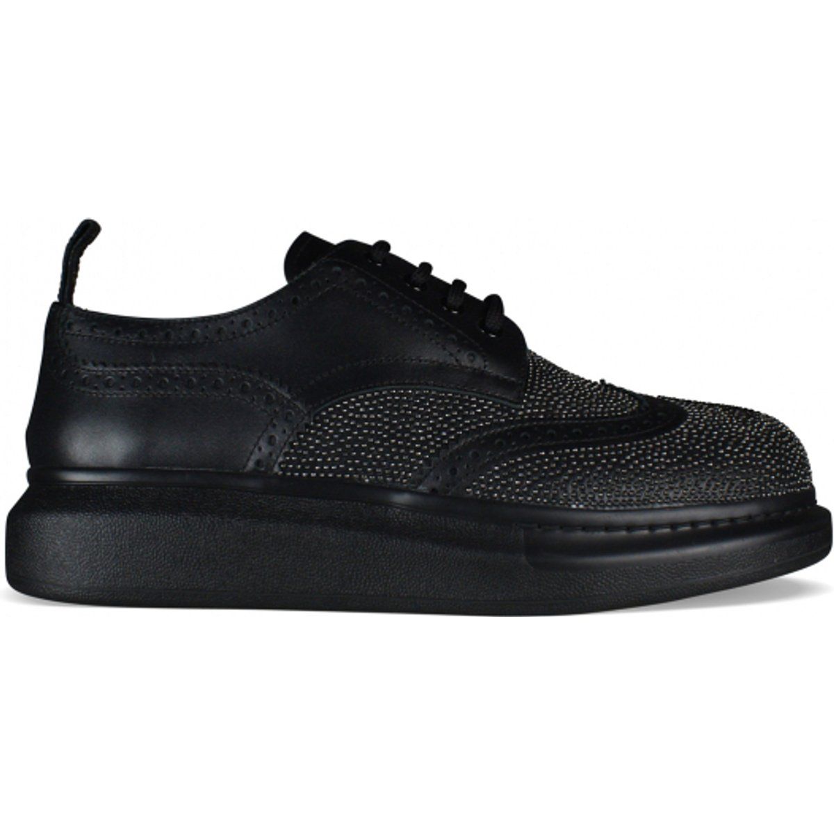 Schwarze Hybrid Derby Schuhe mit Nieten