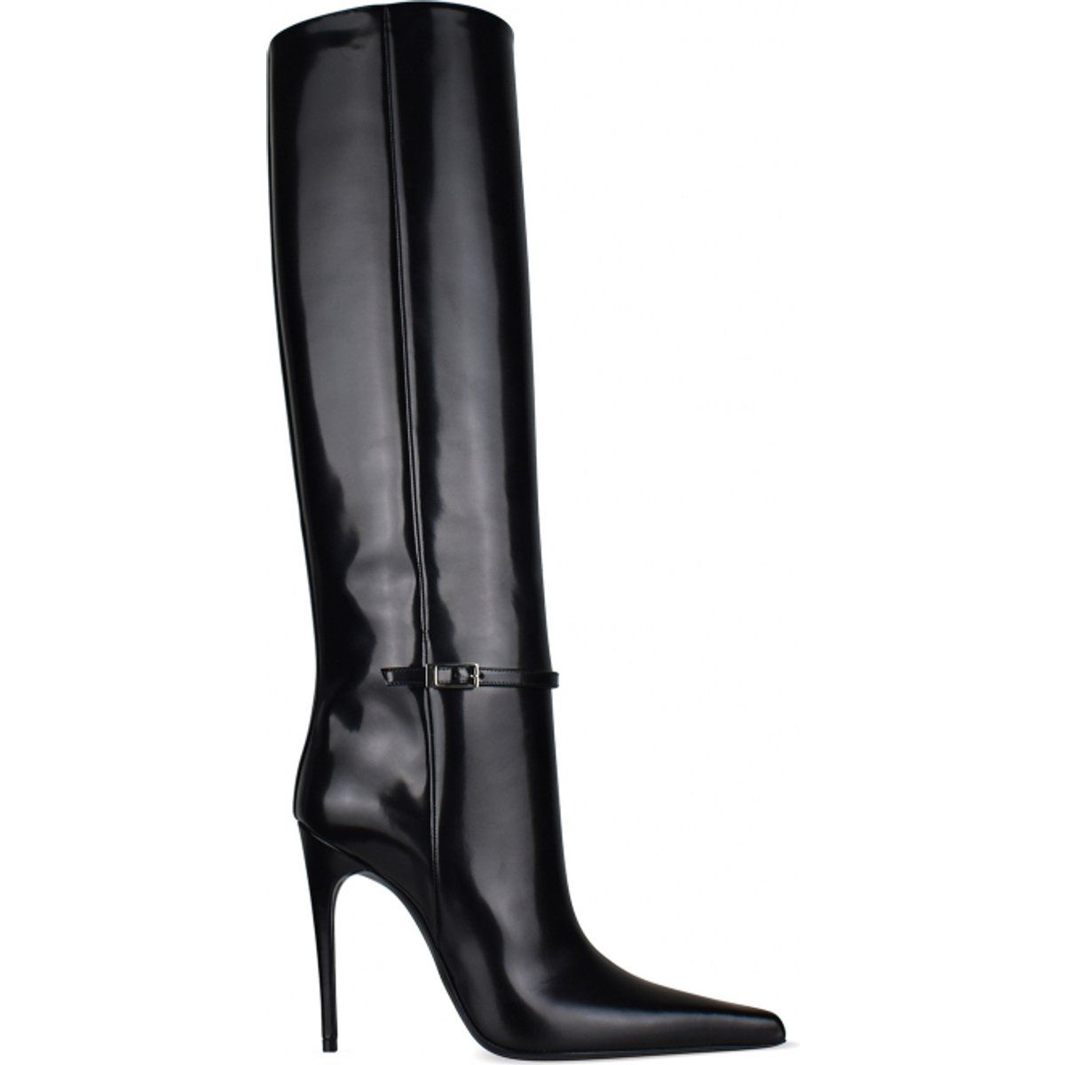 Elegante schwarze Kniehohe Lackleder Stiefel