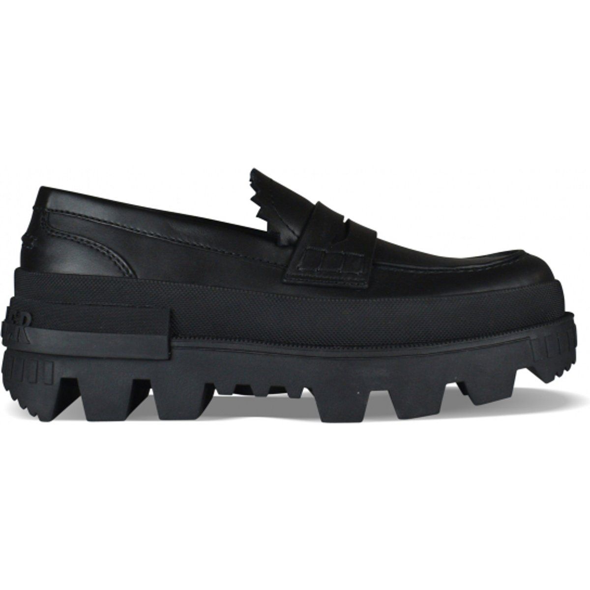 Schwarze Leder Loafer mit Profilsohle