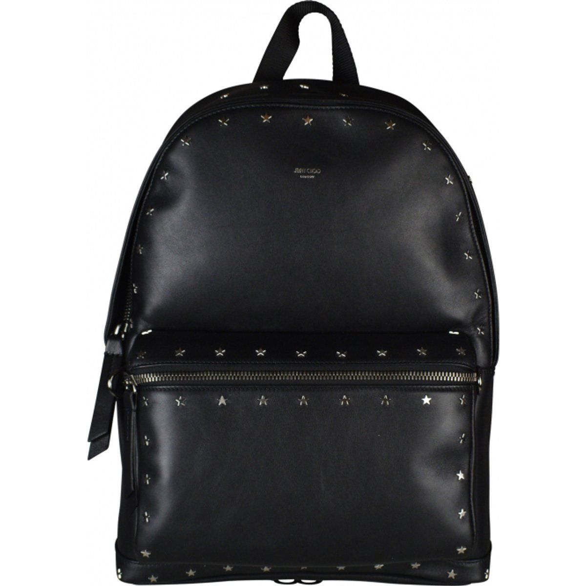 Schwarzer Lederrucksack mit Sternnieten