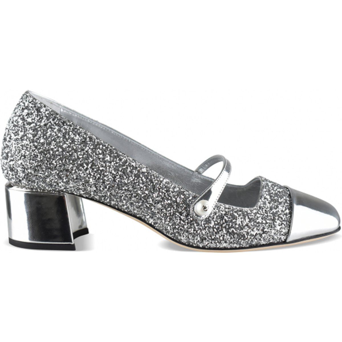 Mary Jane Pumps mit Glitzerblockabsatz