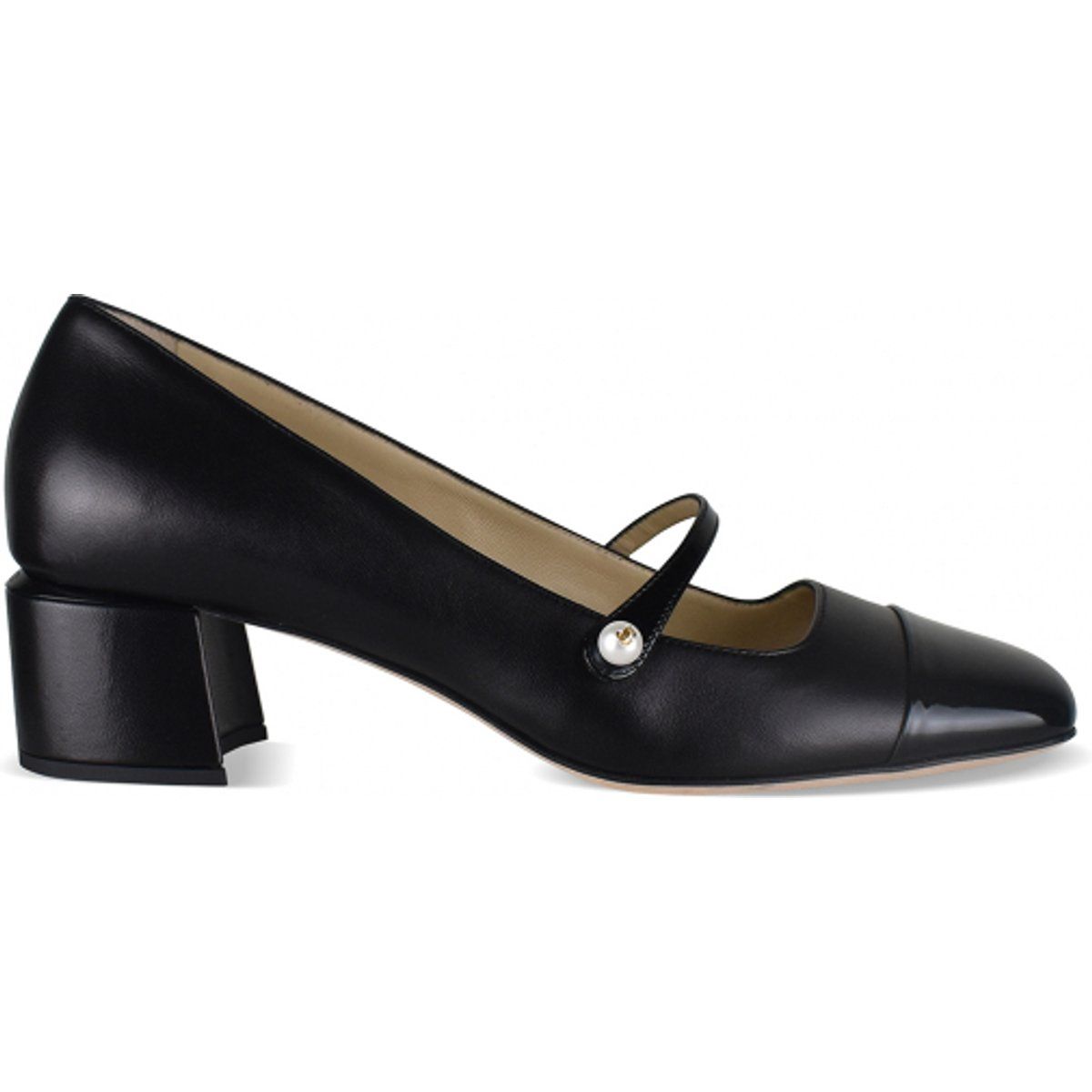 Schwarze Mary Jane Pumps aus Leder