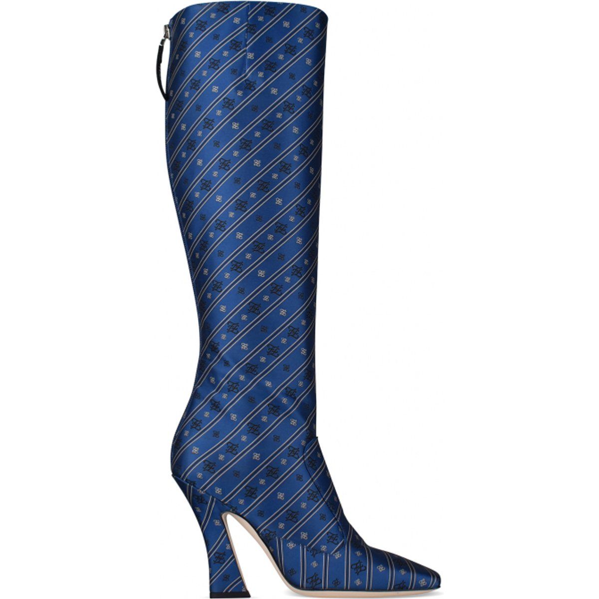 Blaue gemusterte Kniehohe Stiefel mit Absatz