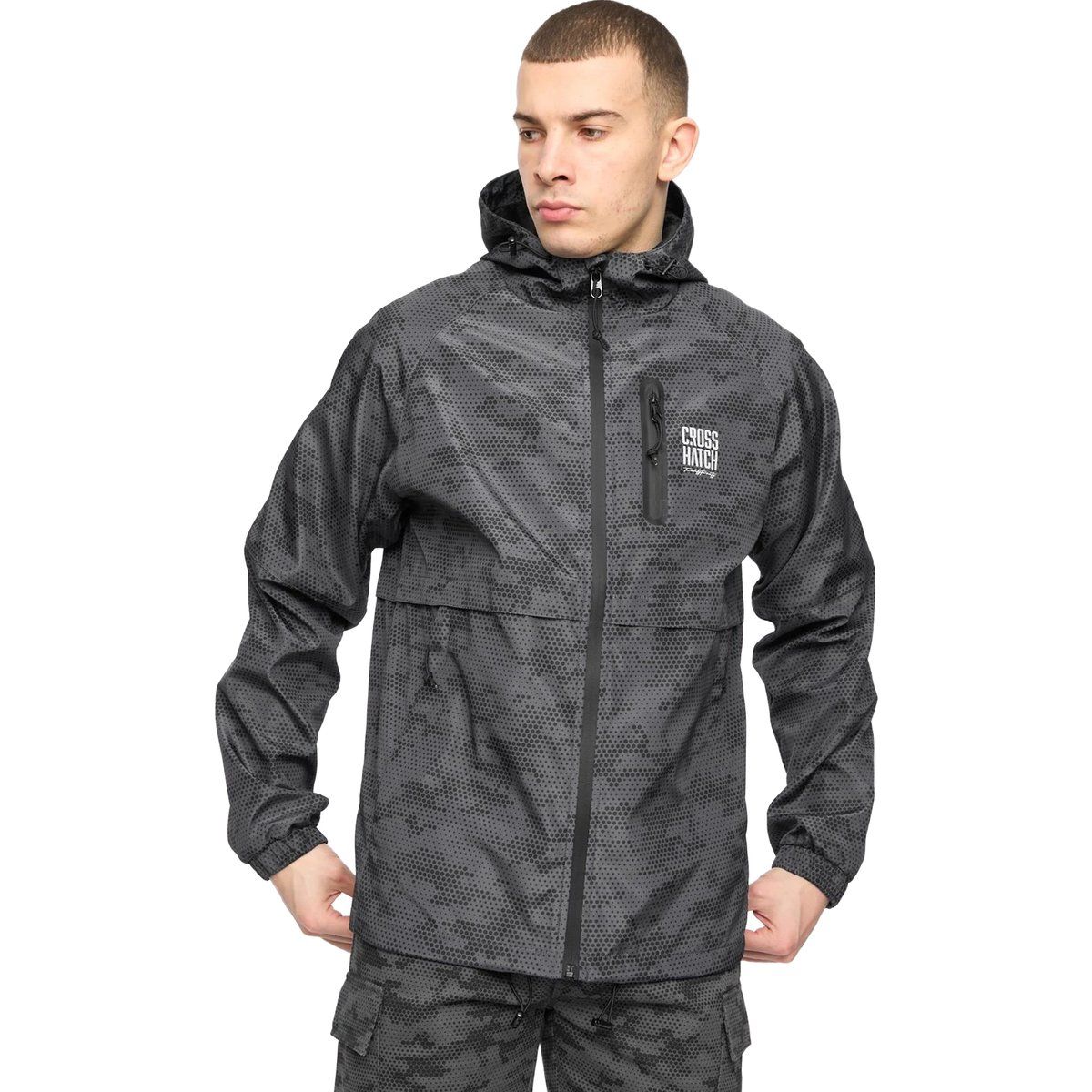 Herren Jacke mit Camouflage-Print und Kapuze