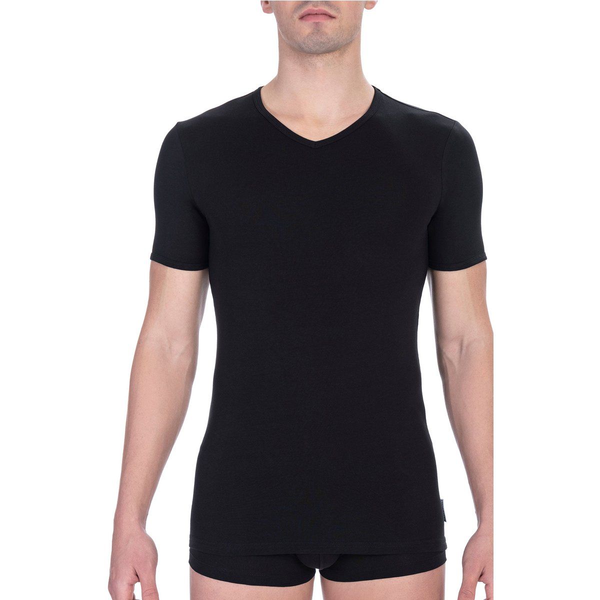 Klassisches V-Ausschnitt Kurzarm T-Shirt