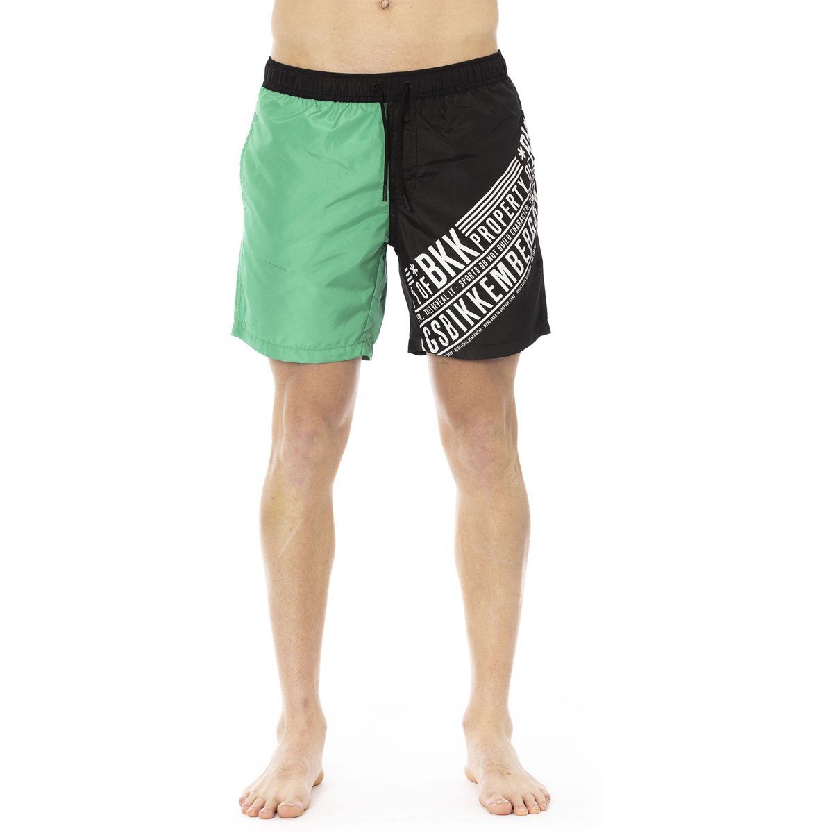 Farbblock-Badeshorts mit Grafikdruck