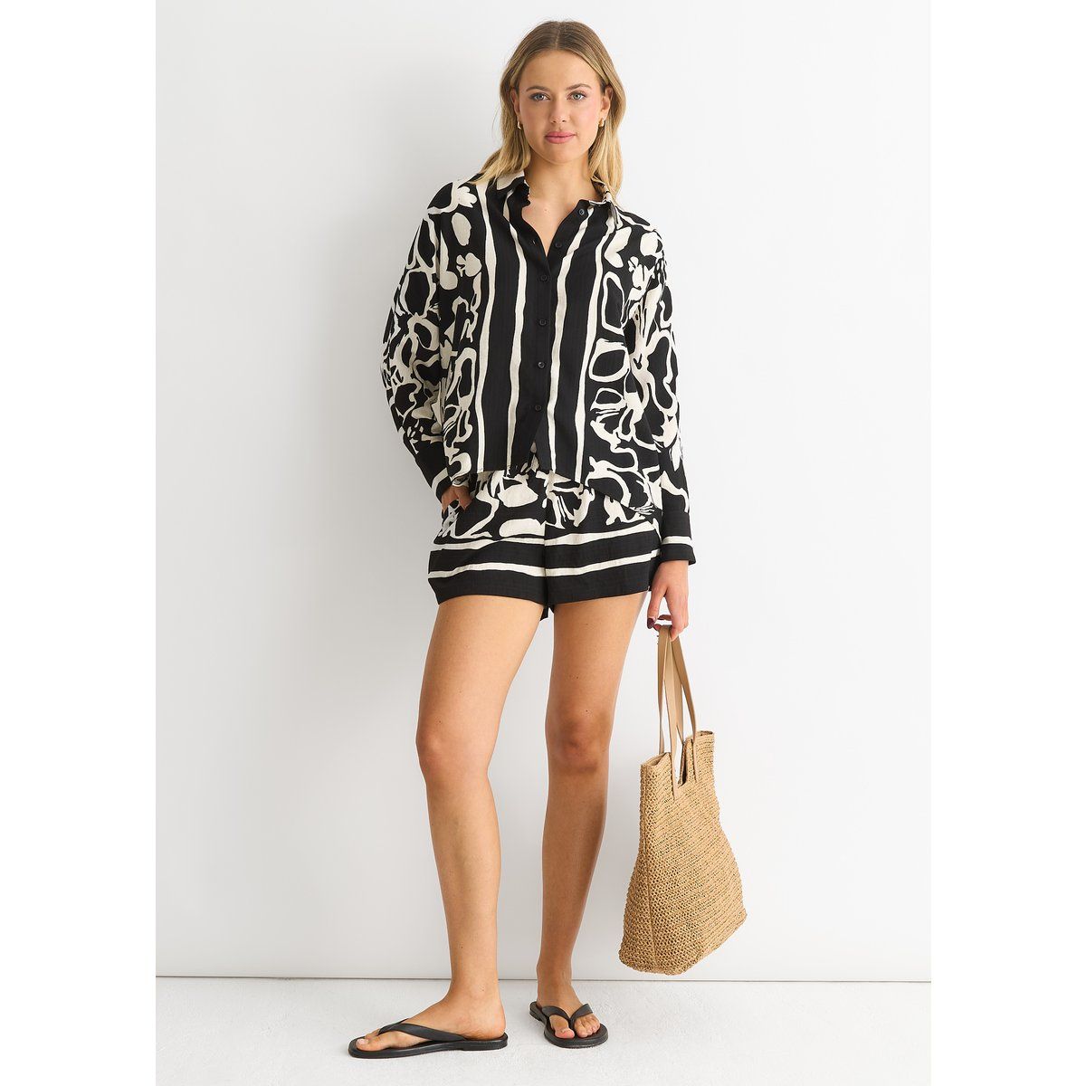 Mono-Print Oversize Viskosehemd