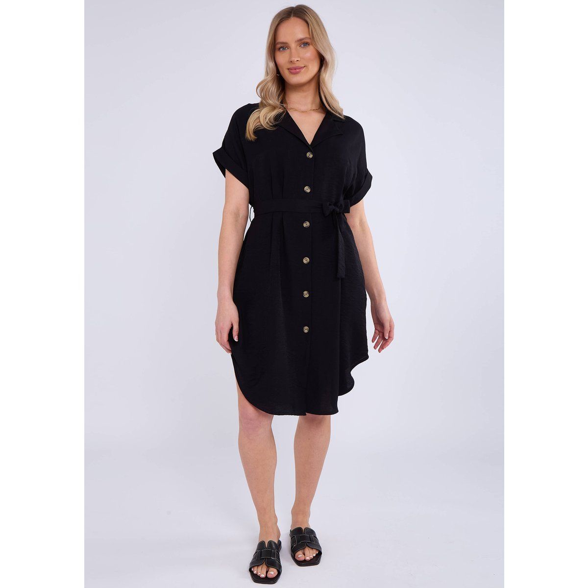 Oversized Schwarzes Utility-Hemdkleid