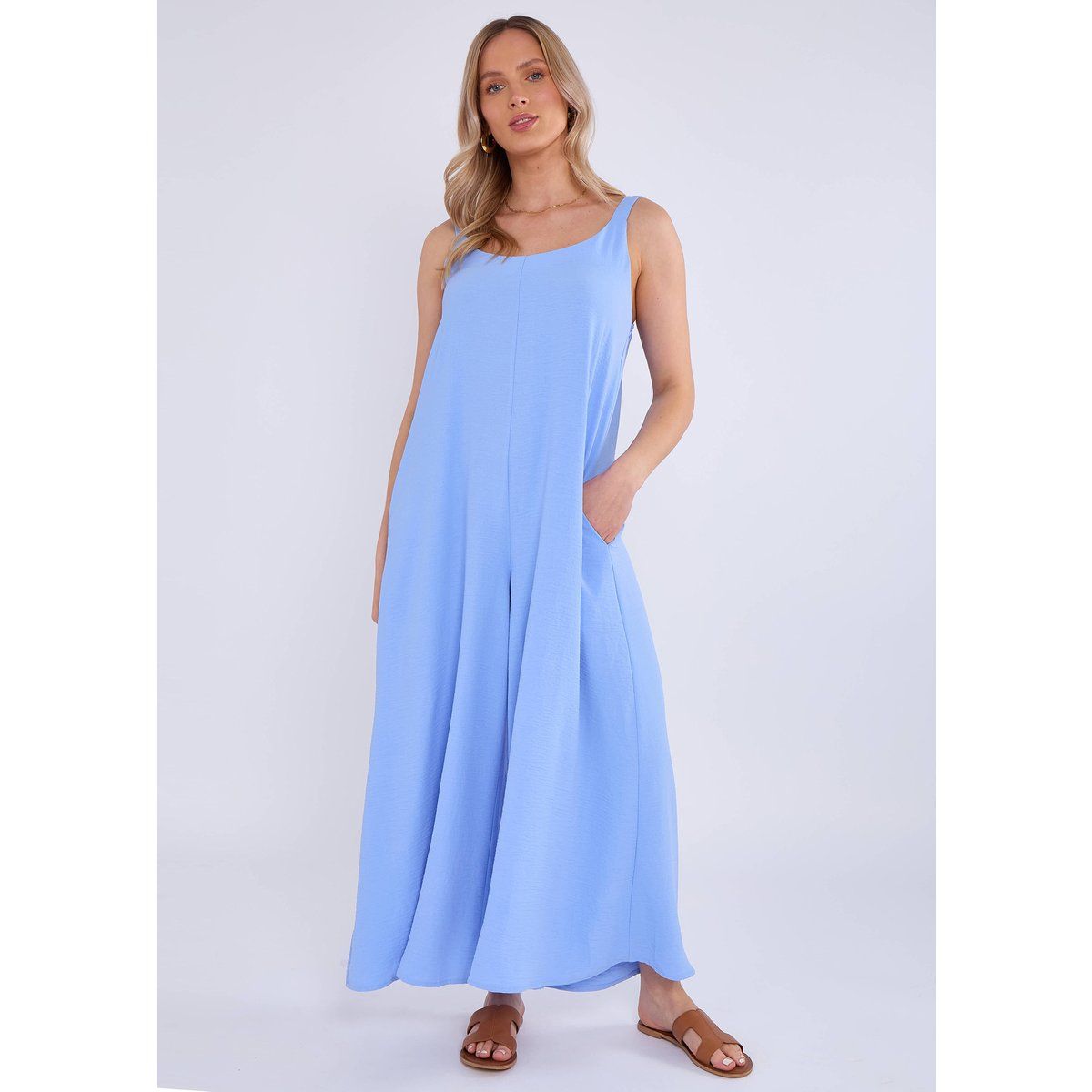 Träger-Overall mit weitem Bein und Taschen
