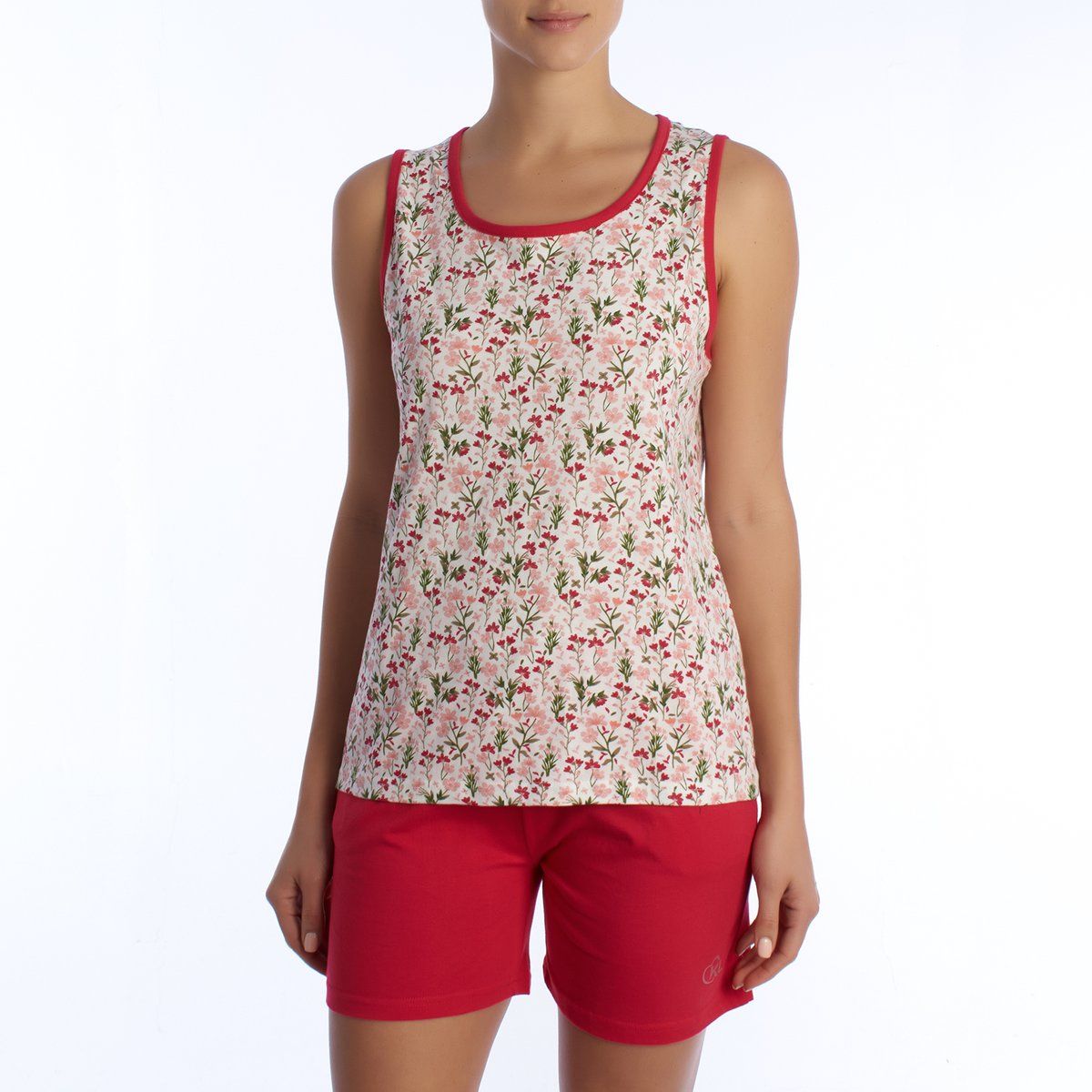 Geblümtes Baumwoll-Top und Shorts Set
