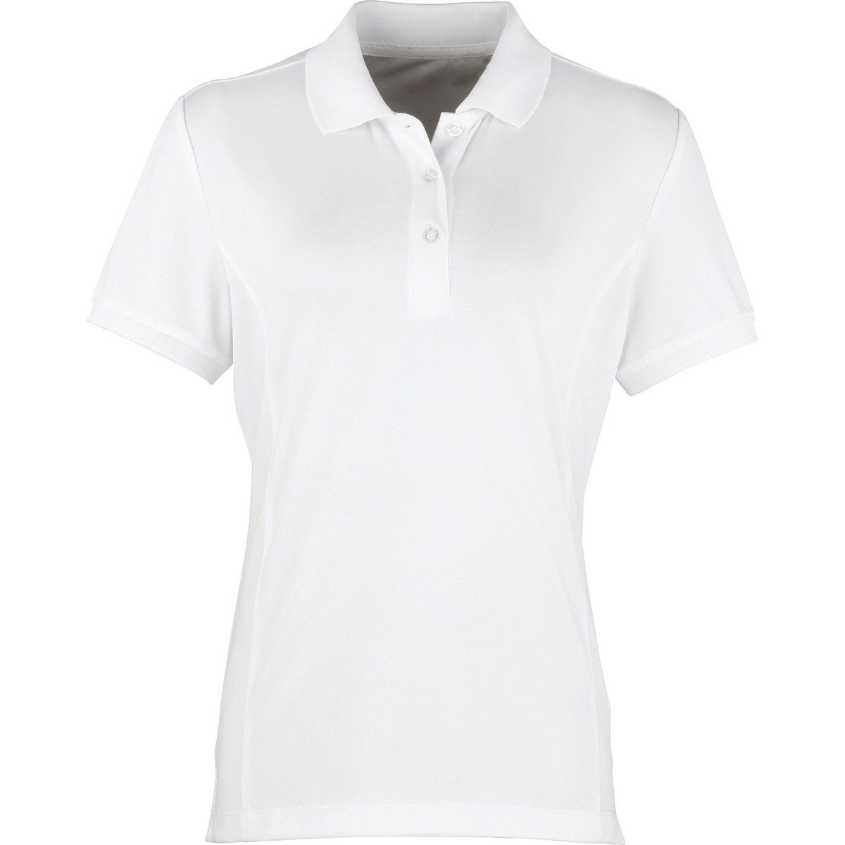 Premier Damen Coolchecker Piqué Polo-Shirt / Polohemd, Kurzarm (Weiß)
