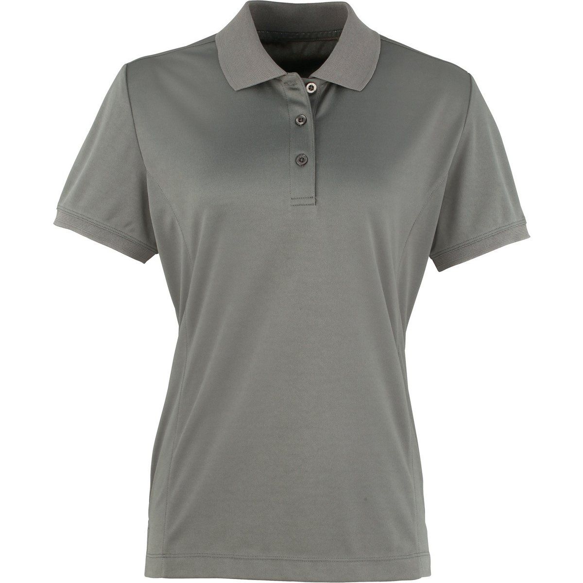 Premier Damen Coolchecker Piqué Polo-Shirt / Polohemd, Kurzarm (Dunkelgrau)