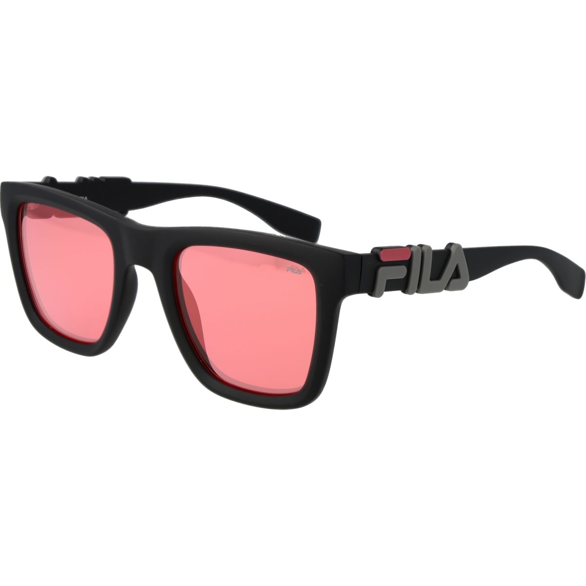 Quadratische Matte Sonnenbrille mit Pinken Gläsern
