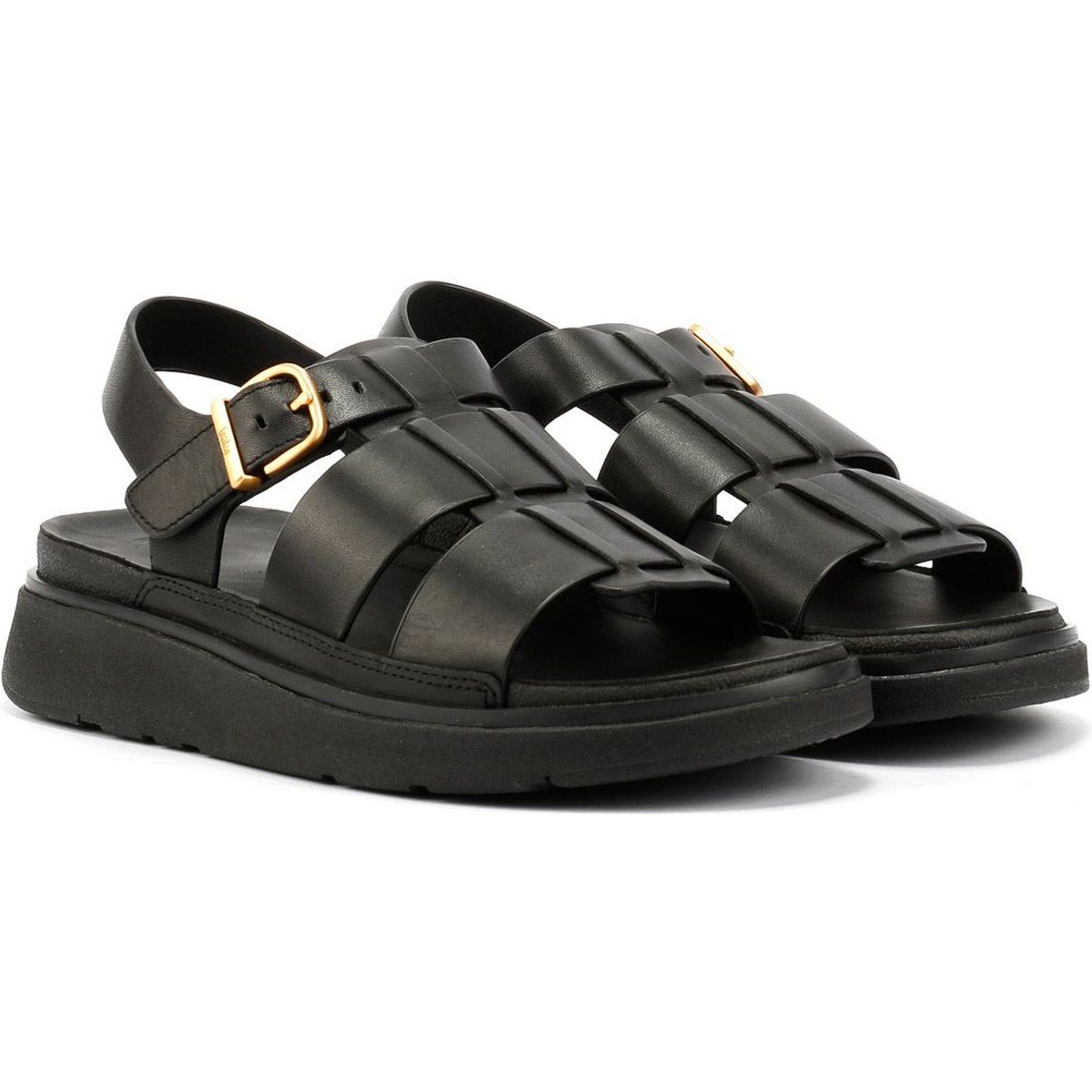 FitFlop GEN-FF Fisherman Damen Sandalen Aus Schwarzem Leder