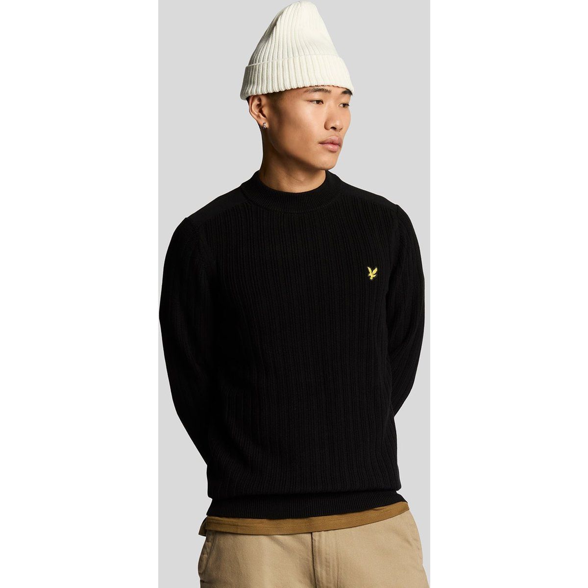 Herren-Rippstrick-Pullover mit Rundhalsausschnitt