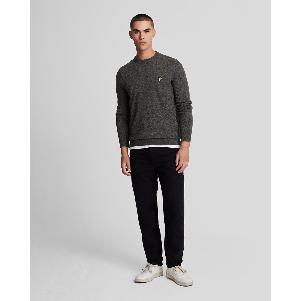 Lyle & Scott Rundhalspullover aus Lammwollmischung - Grau