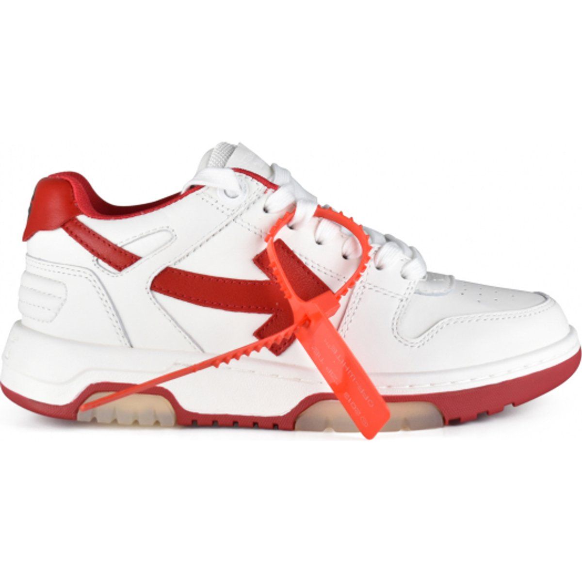 Weiße und rote Leder Out Of Office Sneakers