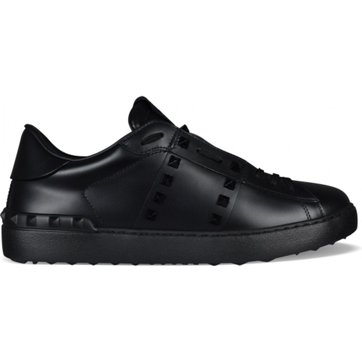 Elegante Schwarze Leder Rockstud Sneaker