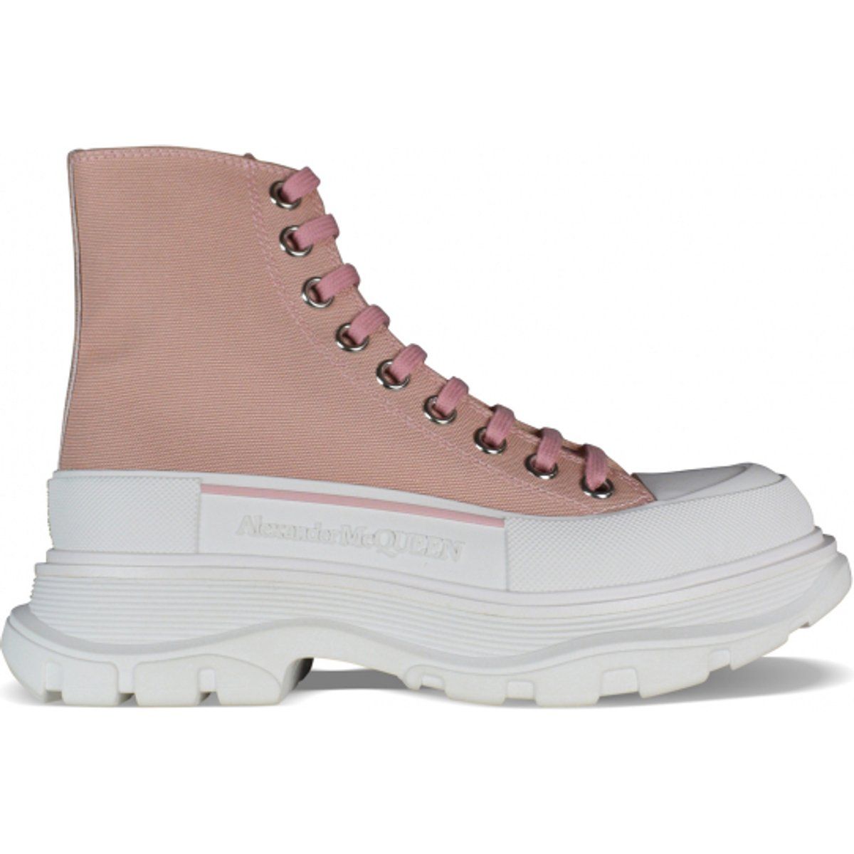 Rosa Canvas High-Top Plateau-Sneakers