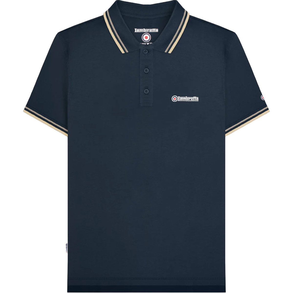 Marineblaues Piqué-Poloshirt mit Streifen