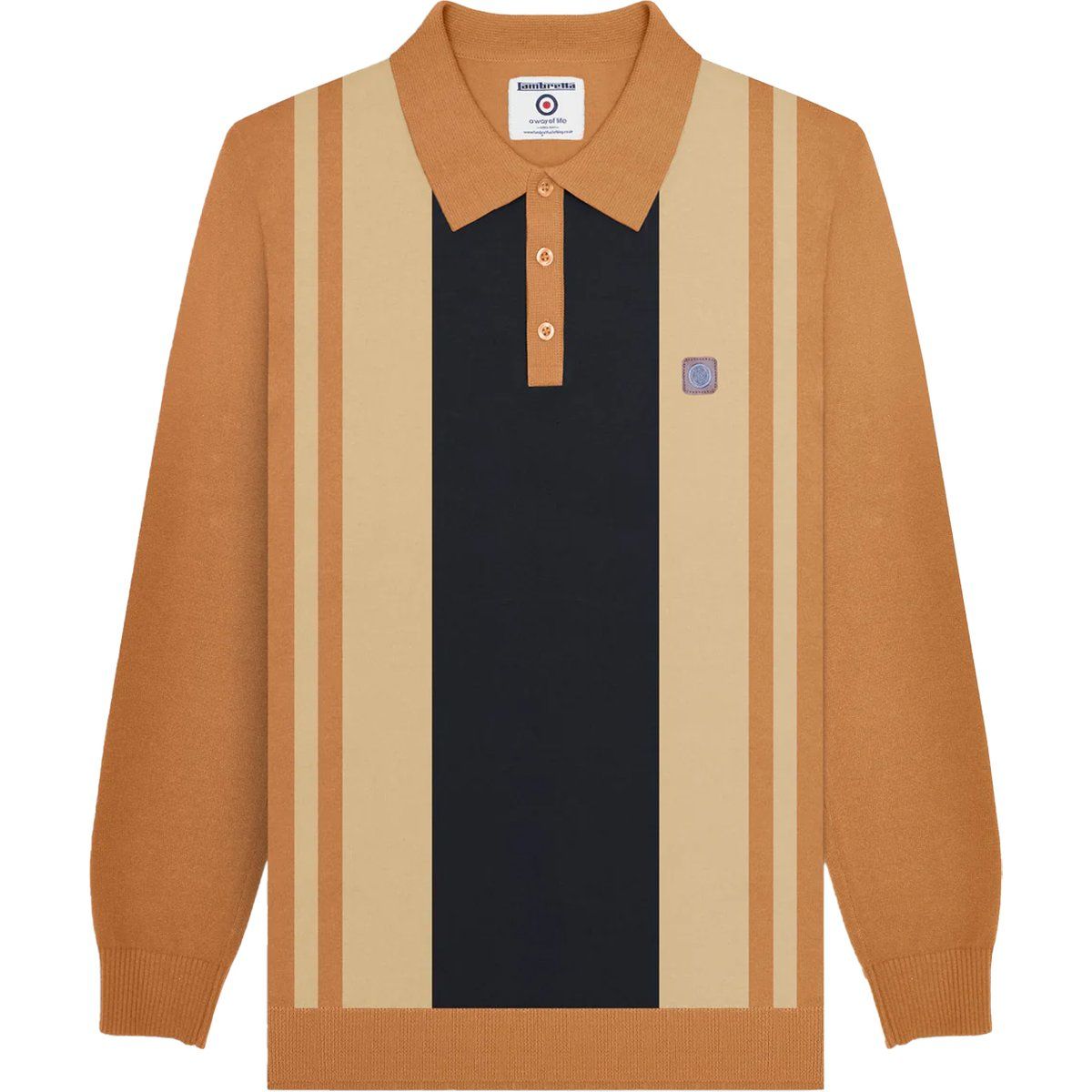 Gestreiftes Langarm-Strickpoloshirt