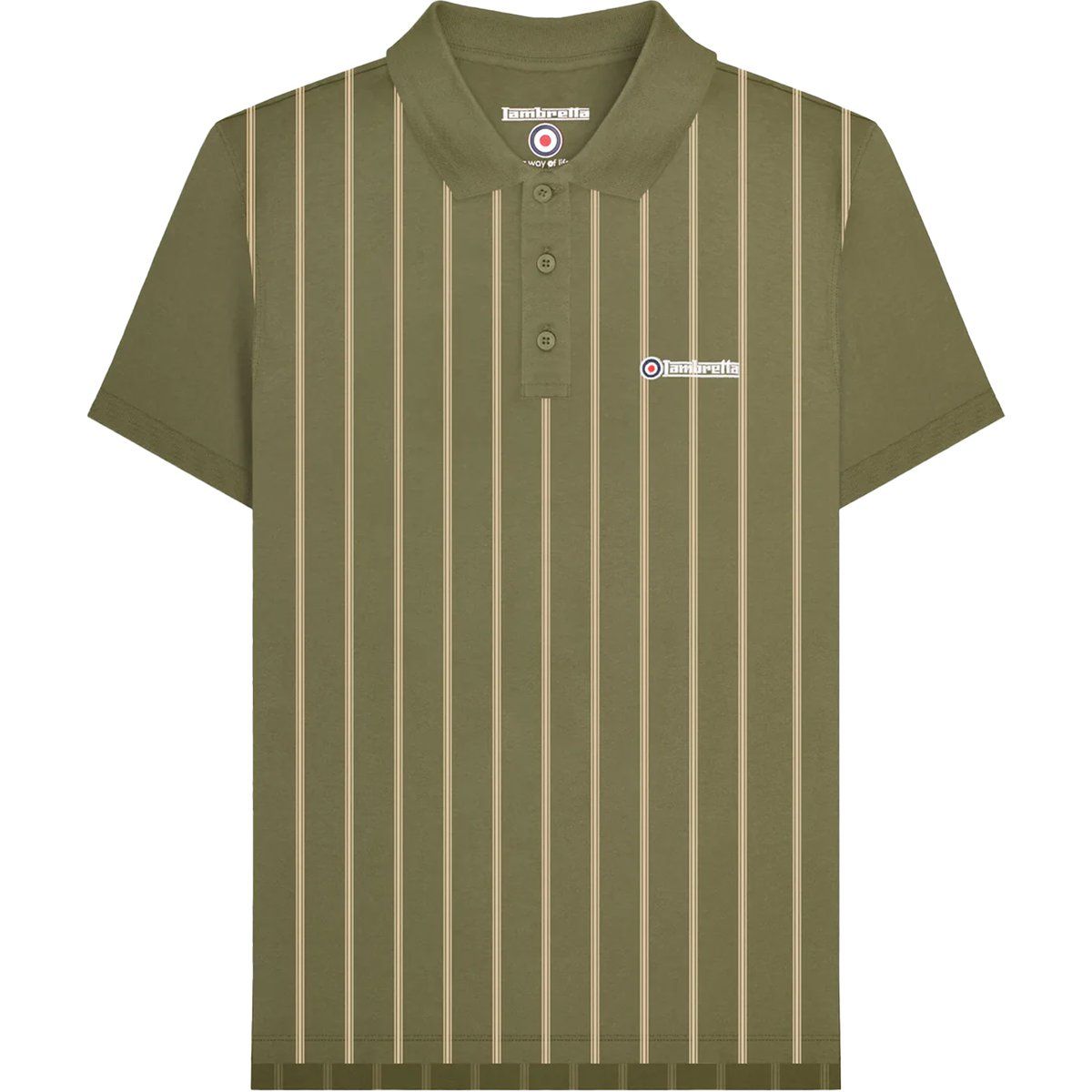 Lambretta - Poloshirt für Herren (Khakigrün/Cremefarbe)