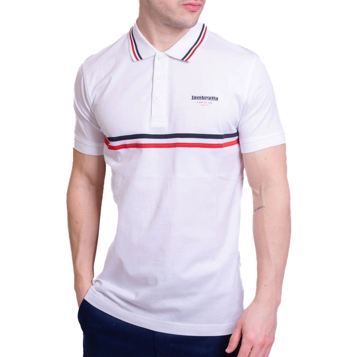 Gestreiftes Baumwoll-Poloshirt mit Kragen
