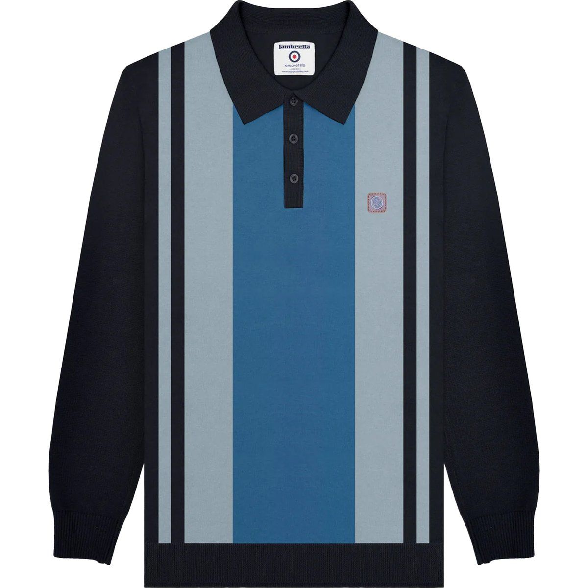Retro-Streifen Langarm Poloshirt