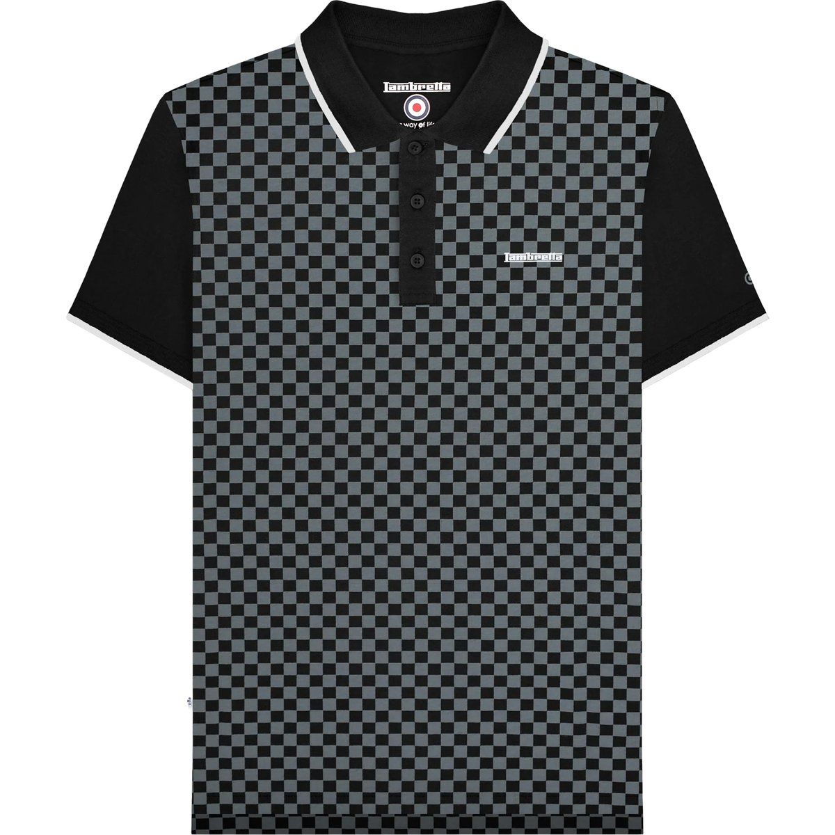 Lambretta - Poloshirt Rundum bedruckt für Herren (Schwarz)