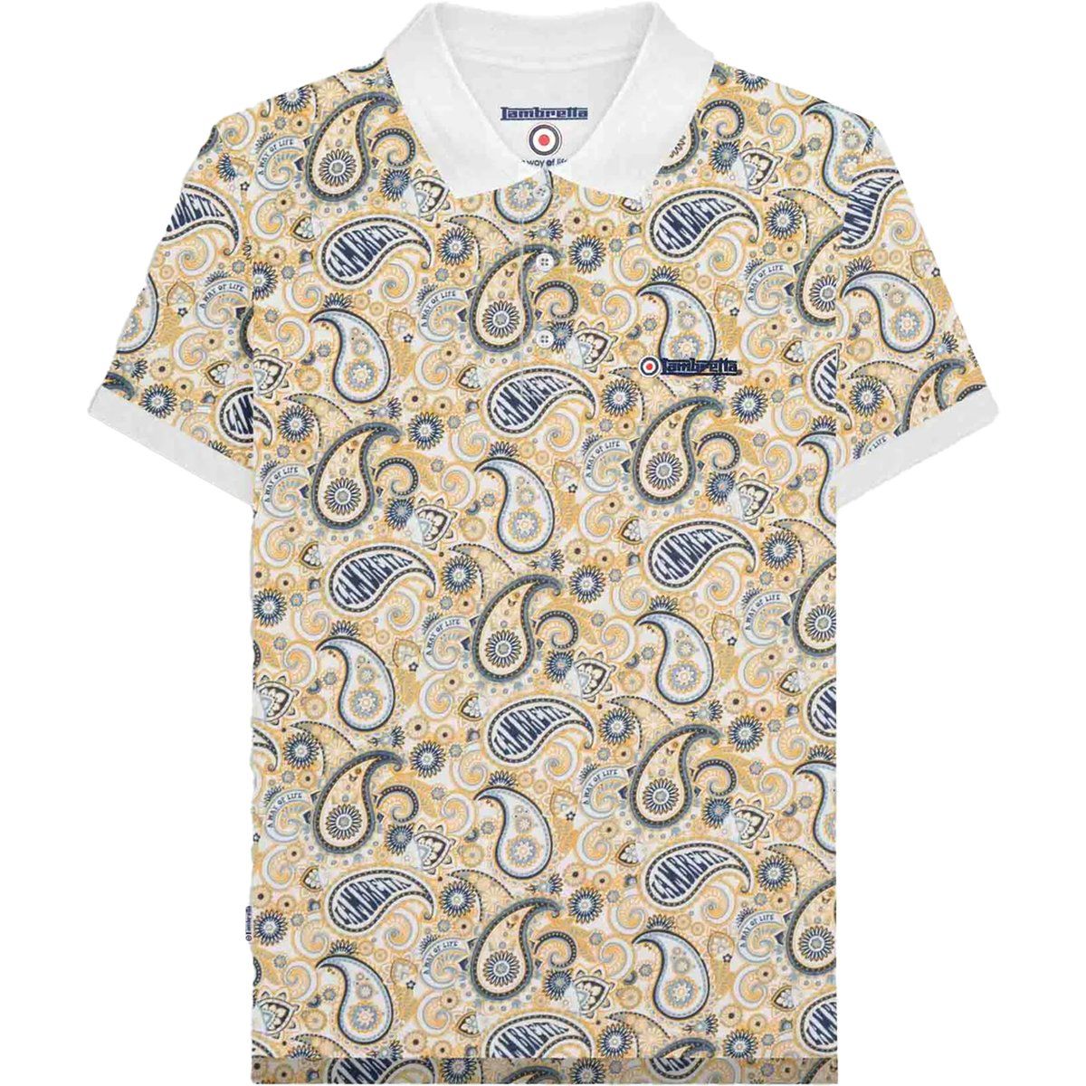 Lambretta - "SS25" Poloshirt Mit Markenzeichen für Herren (Weiß/Marineblau)