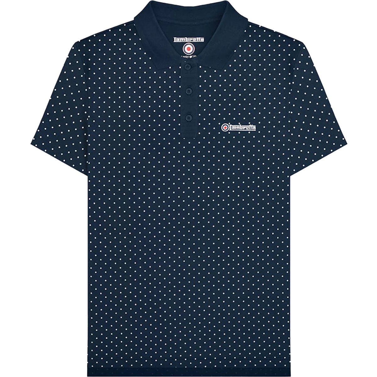 Lambretta Herren Polka Dot Polo-Shirt SS24 (Marineblau)