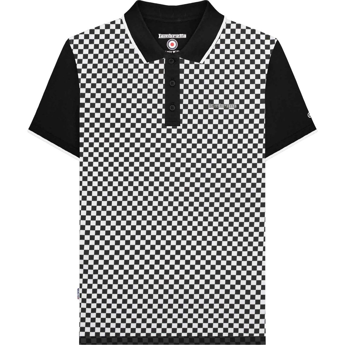 Lambretta - Poloshirt Rundum bedruckt für Herren (Schwarz/Weiß)