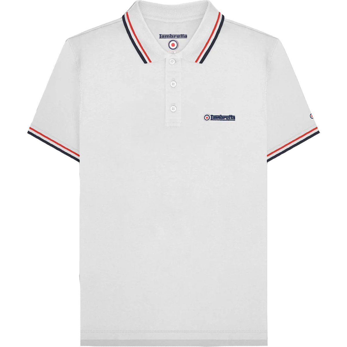 Lambretta - "SS25" Poloshirt für Herren (Weiß/Rot/Marineblau)