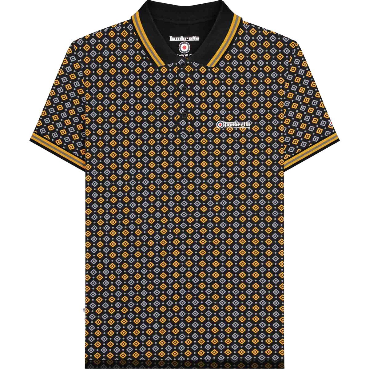 Lambretta - "SS25" Poloshirt für Herren (Schwarz/Gold)