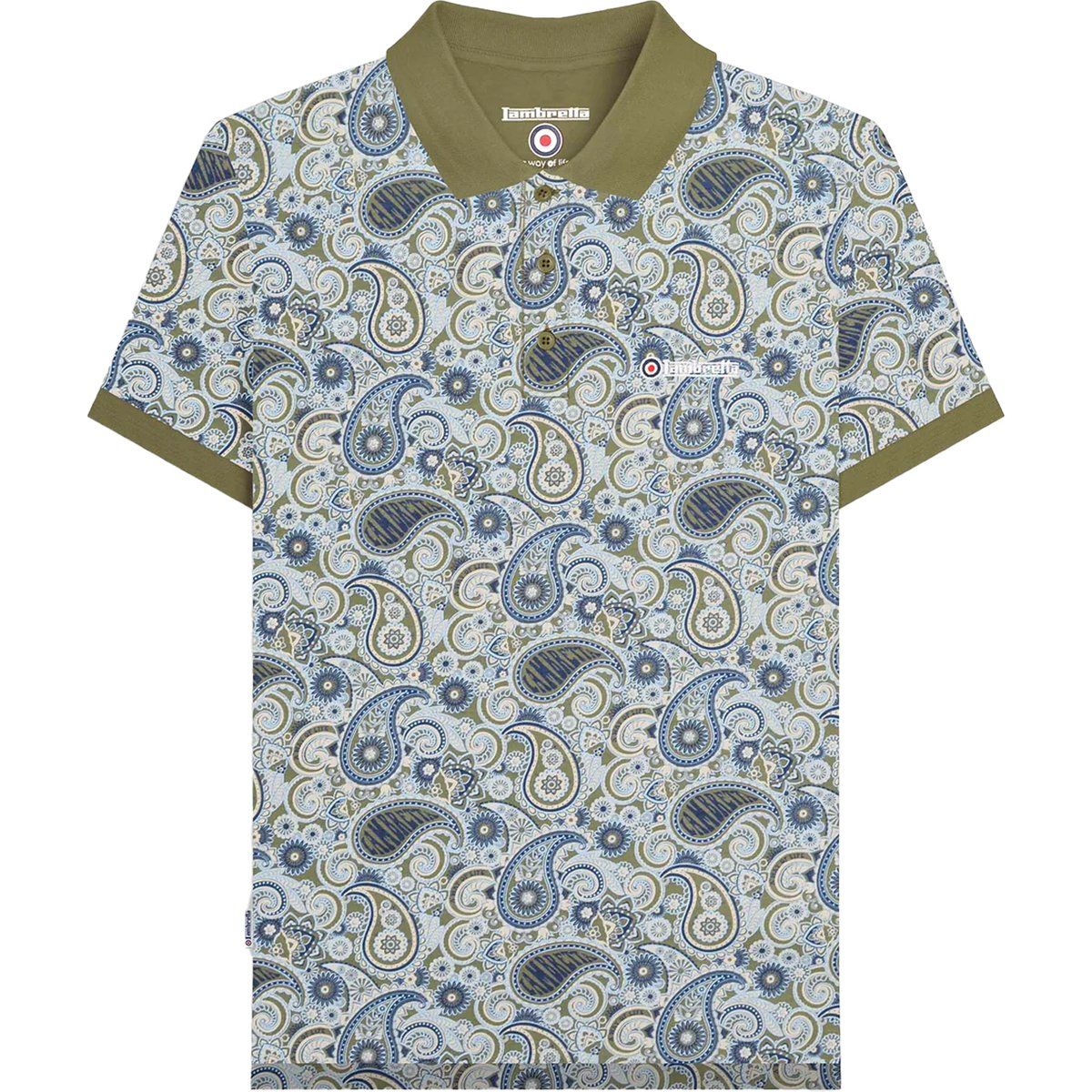 Lambretta - "SS25" Poloshirt Mit Markenzeichen für Herren (Khaki/Marineblau)