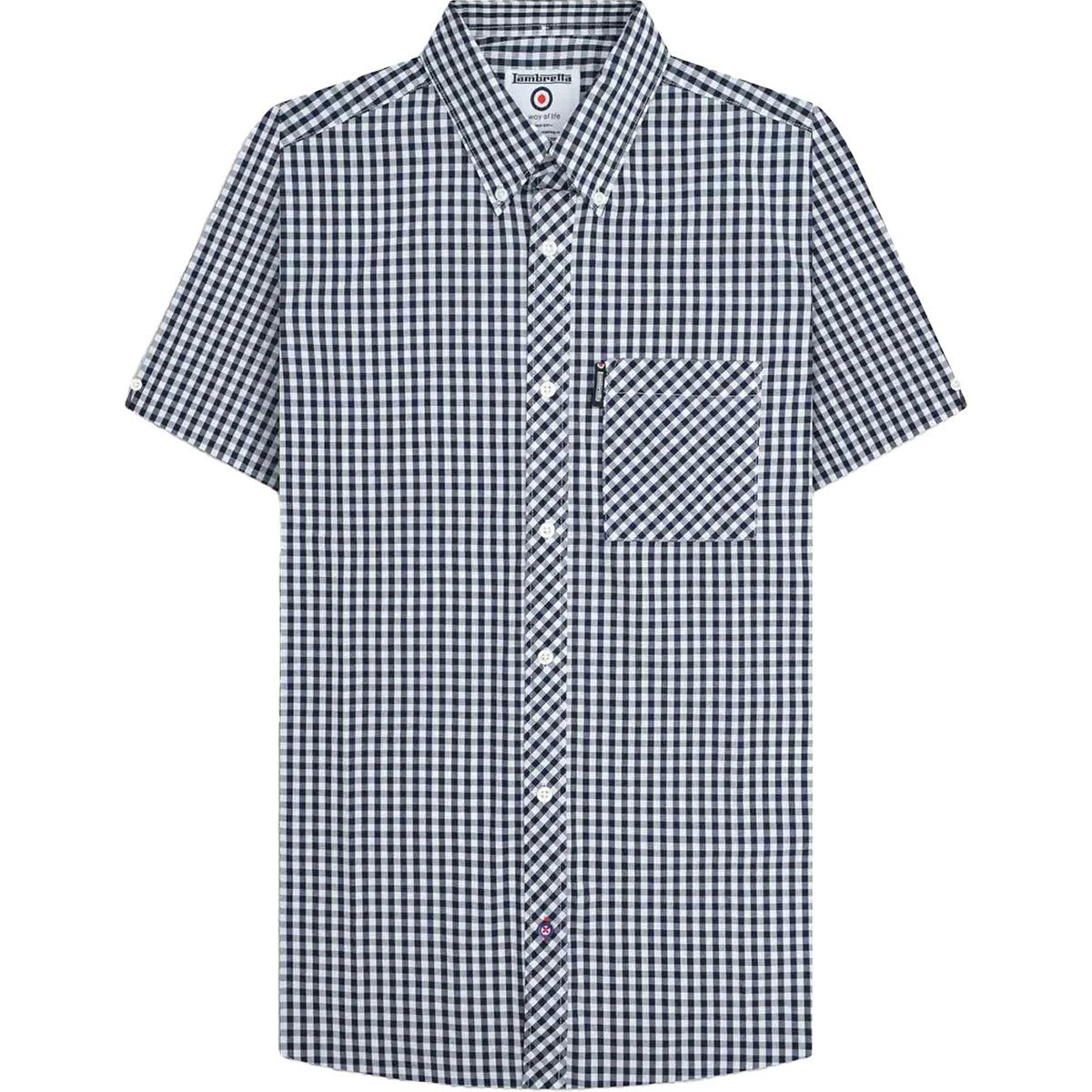 Lambretta Herren SS25 Karierter Hemd (Marineblau/Weiß)