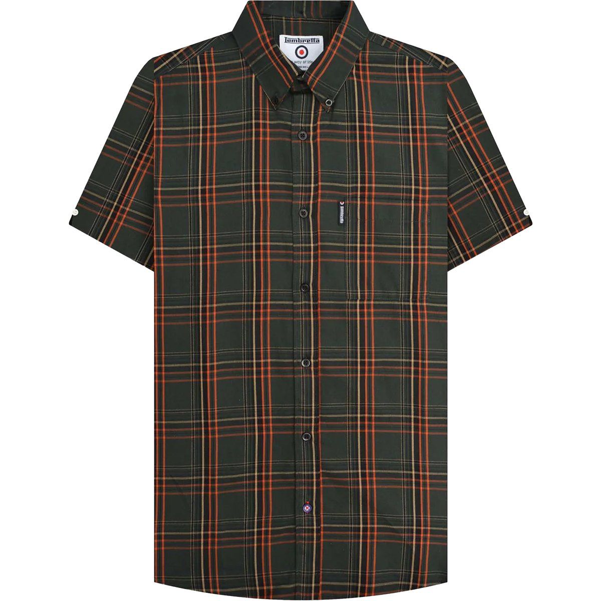 Kurzärmliges kariertes Button-Down-Hemd