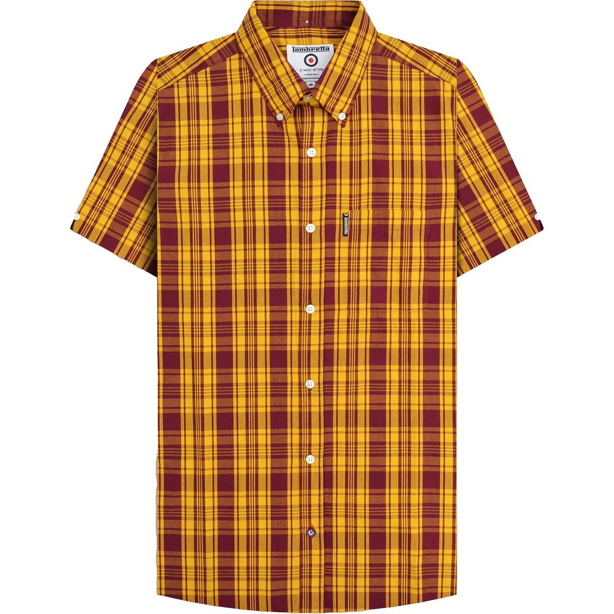 Kariertes kurzärmliges Button-Down-Hemd