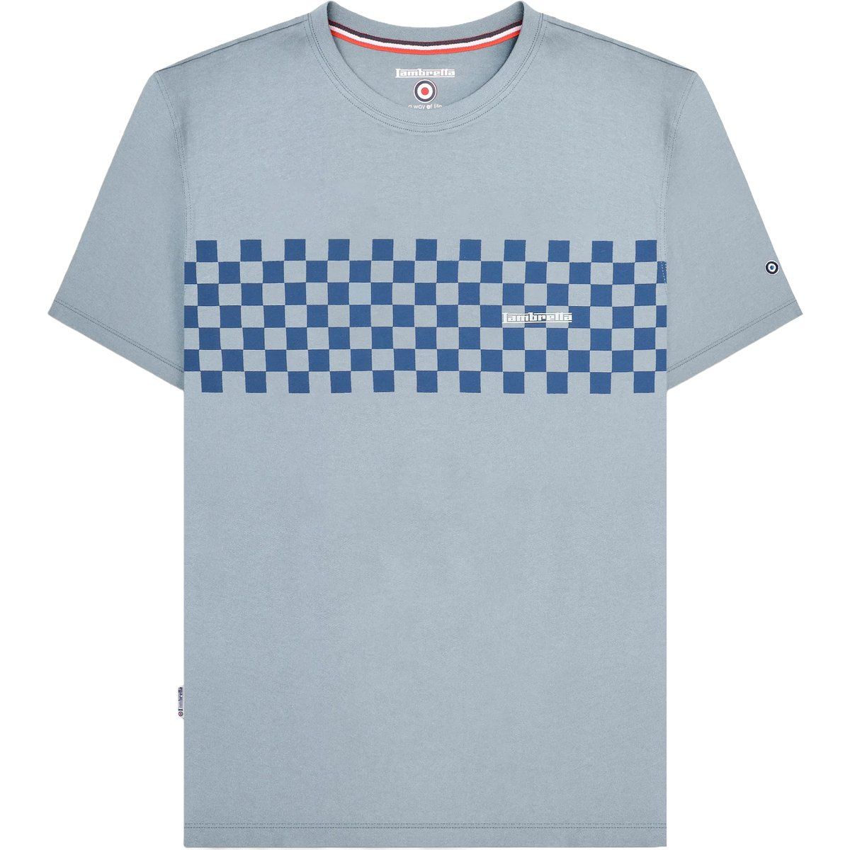 Kariertes Baumwoll-T-Shirt mit Grafik