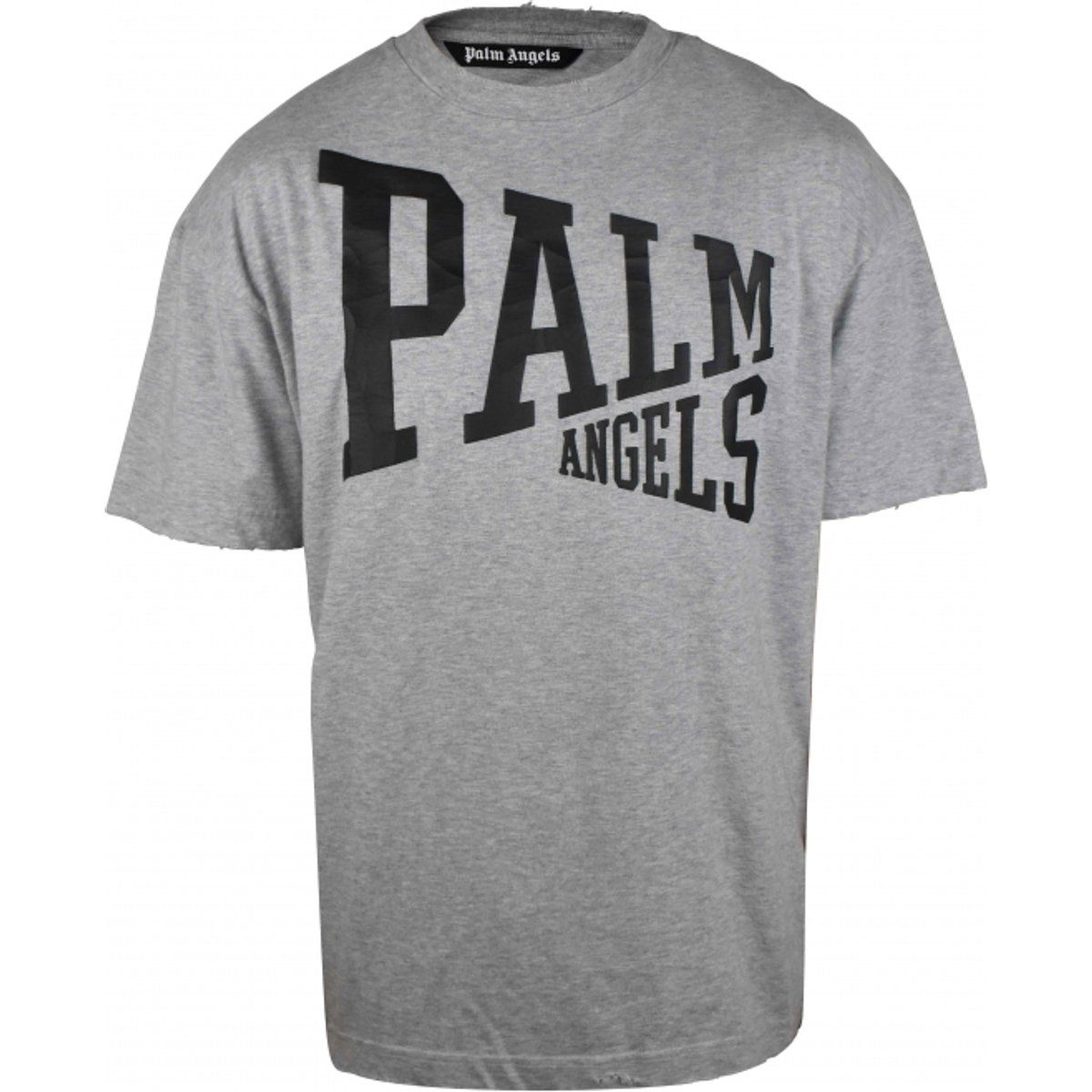 Graues Baumwoll-T-Shirt mit Logo-Print