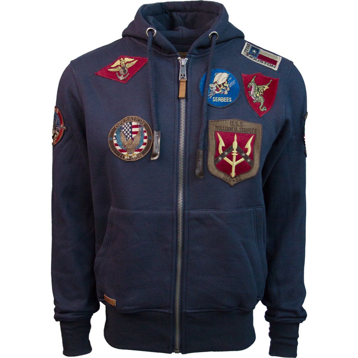 Sweatjacke mit Aufnähern und Reißverschluss